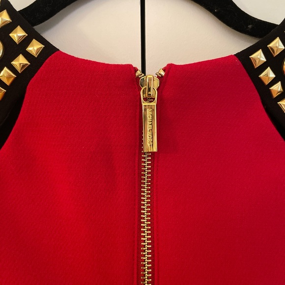 Michael Kors Red and Black Dress with Gold Stud Hardware - Picture 7 of 10